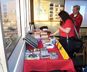 Members check out raffle prizes